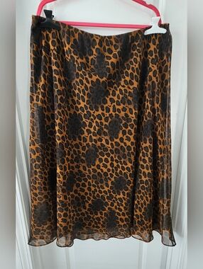 Cato Leopard-Print A-Line Midi Skirt